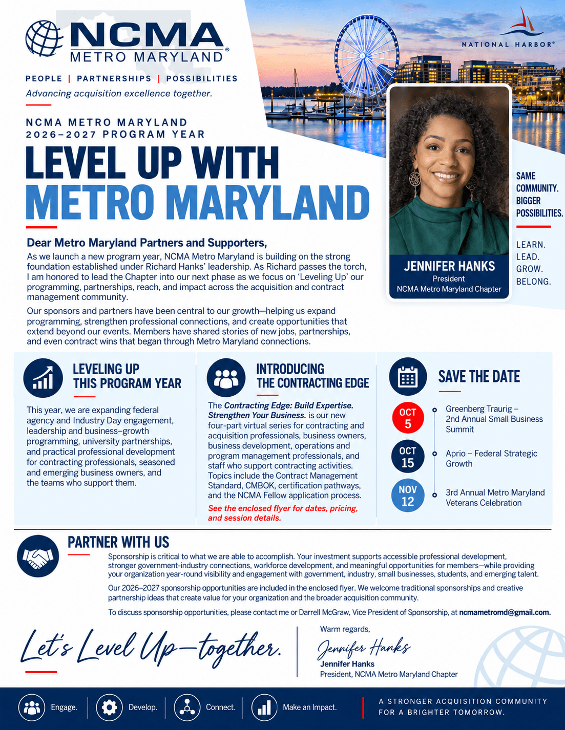NCMA Metro Maryland 2026-2027 president's letter: Level Up with Metro Maryland